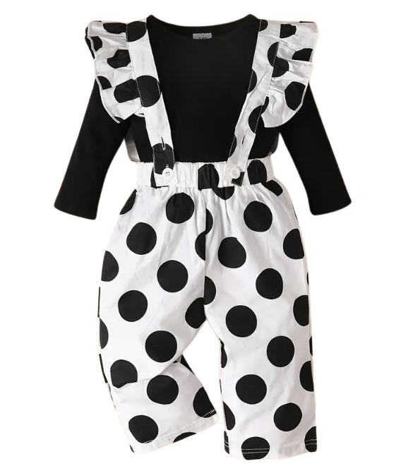 Black and White Polka Dot Overalls