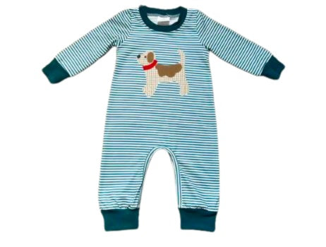 Boys Striped Dog Romper