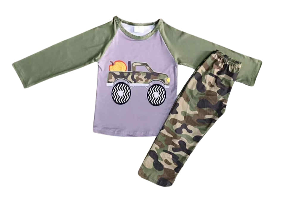 Boys Camo Pumpkin 2 pc Outfit