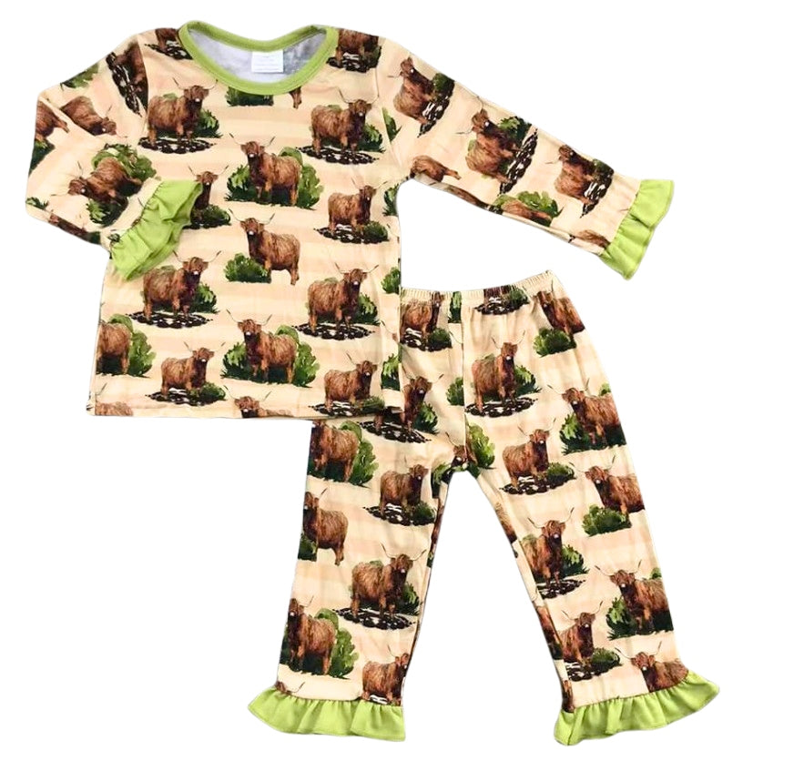 Highland Cows Girls 2 pc Bamboo Pajamas