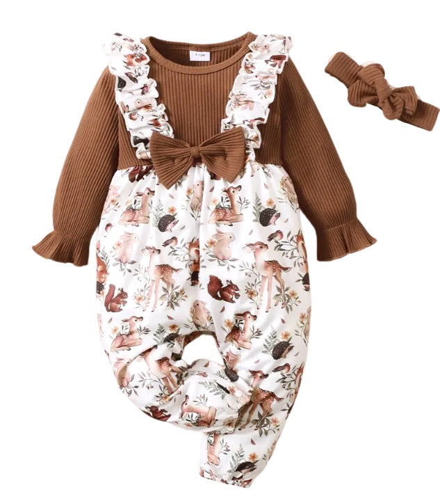 Forest friends girls romper