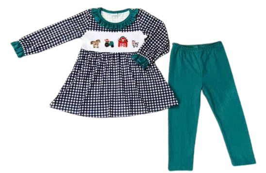 Farm Christmas Girls 2 pc Outfit