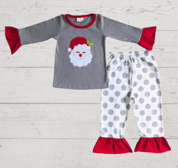 Girls polka dot Santa pajamas