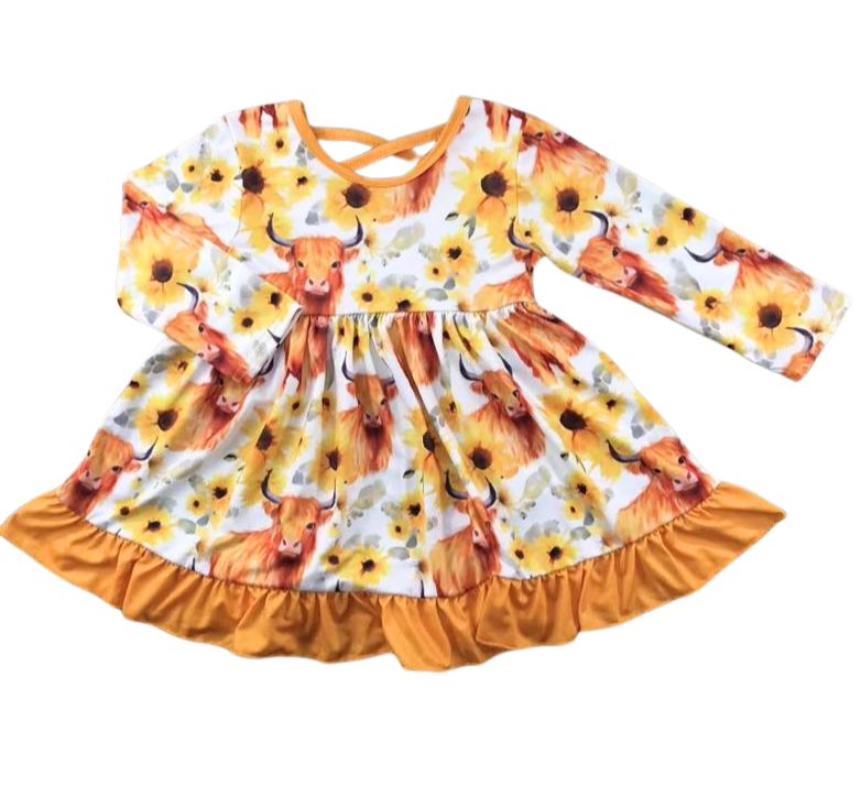 Highland Cows and Sunflowers Dress