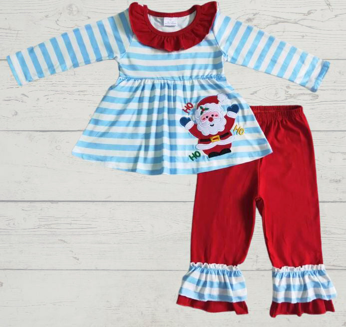 Girls striped Santa set