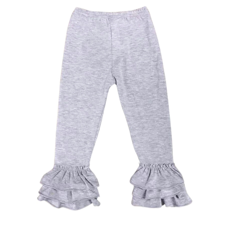 Gray Tiered Ruffled Leggings