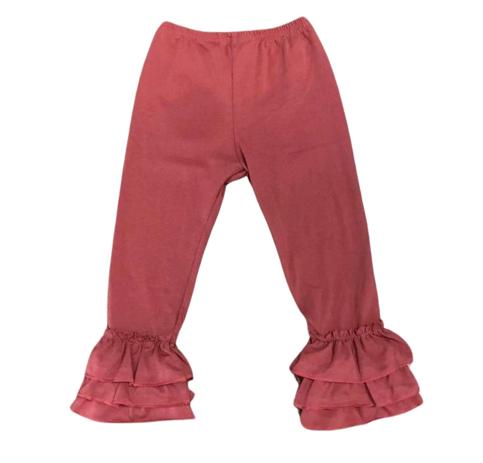 Burnt Orange Tiered Ruffle Leggings