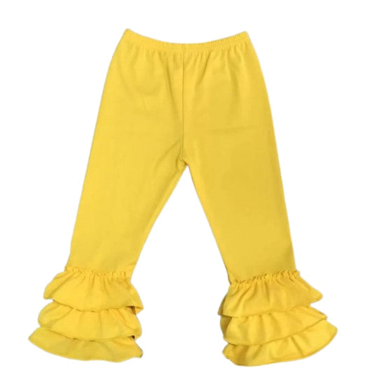 Yellow Girls Tiered Ruffled Leggings