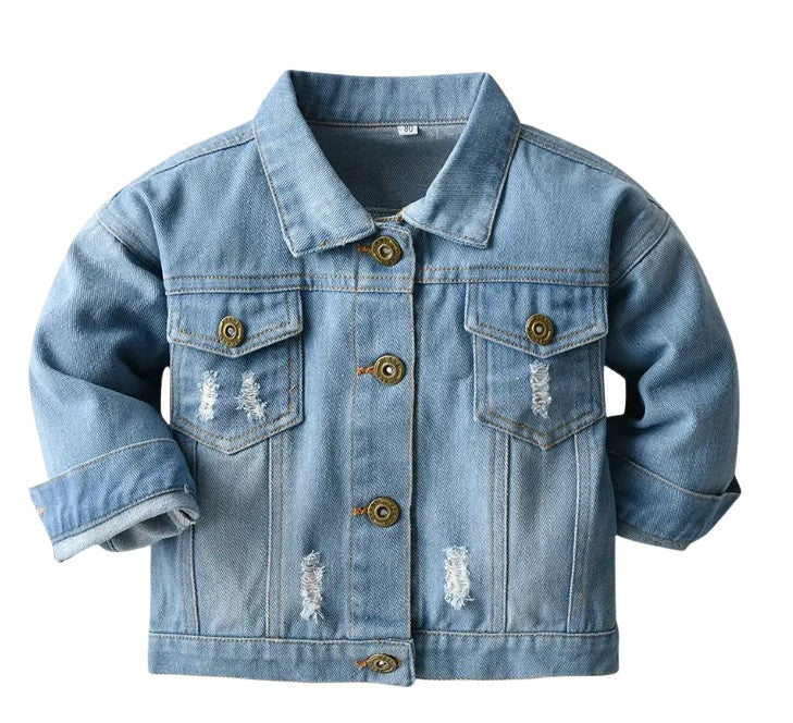 Pop Star Light Washed Distressed Jean Jacket