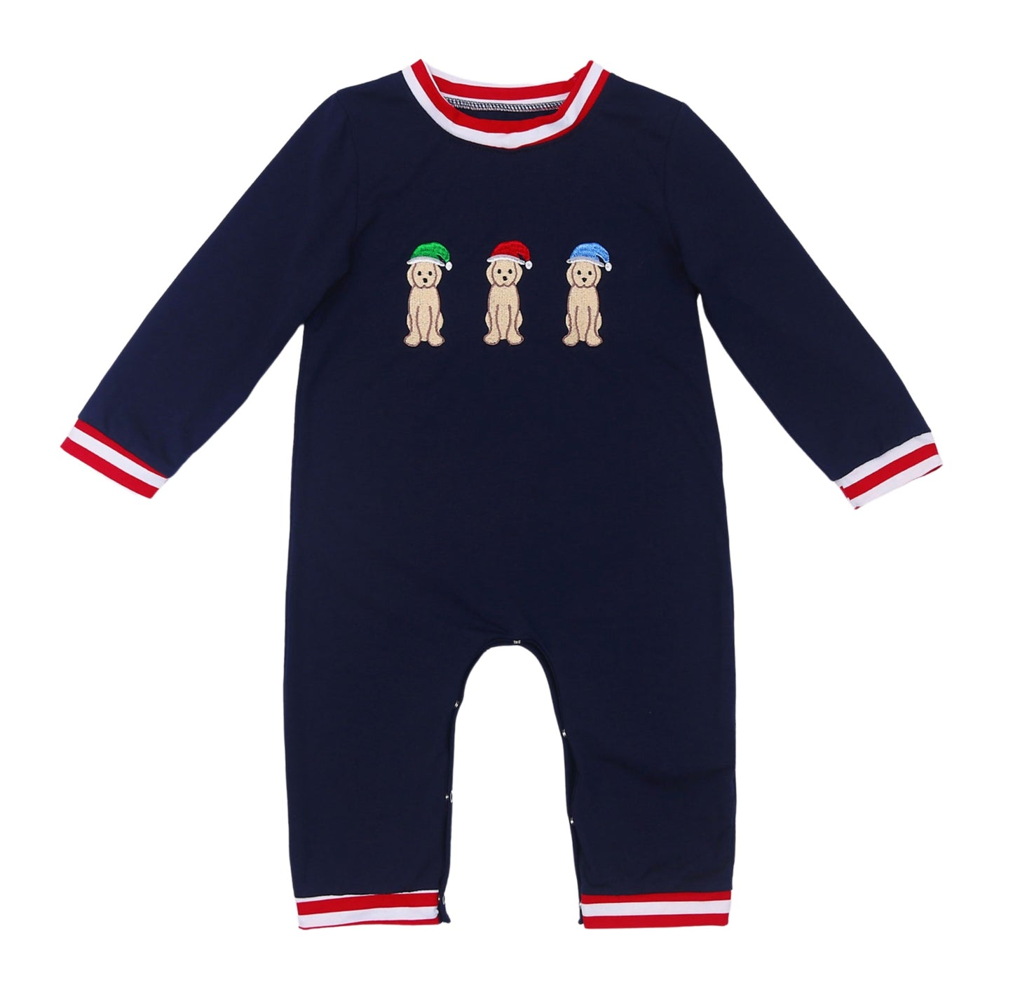 Santa Dog Trio Boys Romper