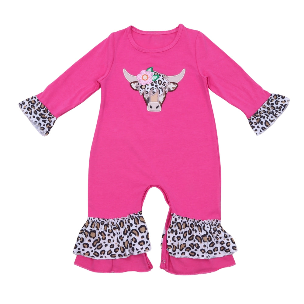 Ginger Girls Pink Leopard Cow Romper