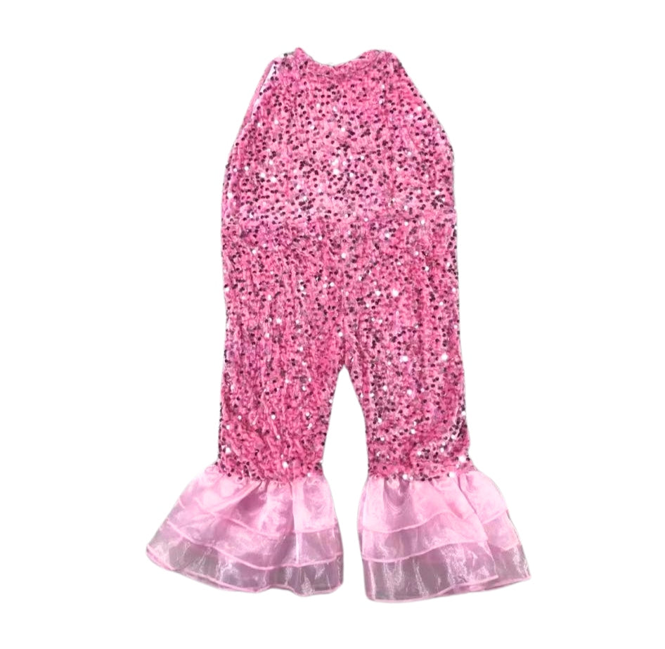 Pink Sequin Halter Jumpsuit