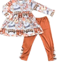 Pumpkin Forest Animals Girls 2 pc Outfit