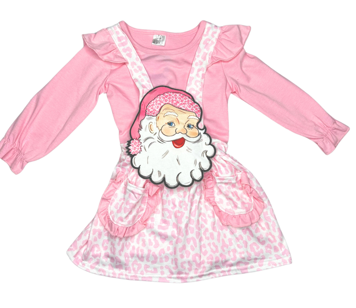 Leopard Print Pink Santa Jumper dress