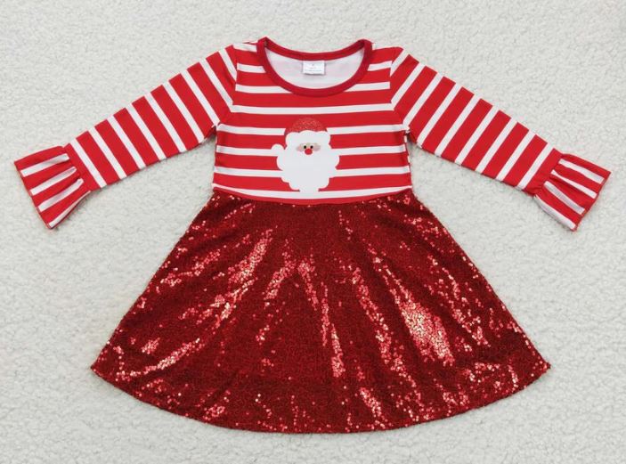 Red & White Girls Striped Christmas Dress with Sequined Skirt 2T Red & White Girls Striped Christmas Dress with Sequined Skirt 2T