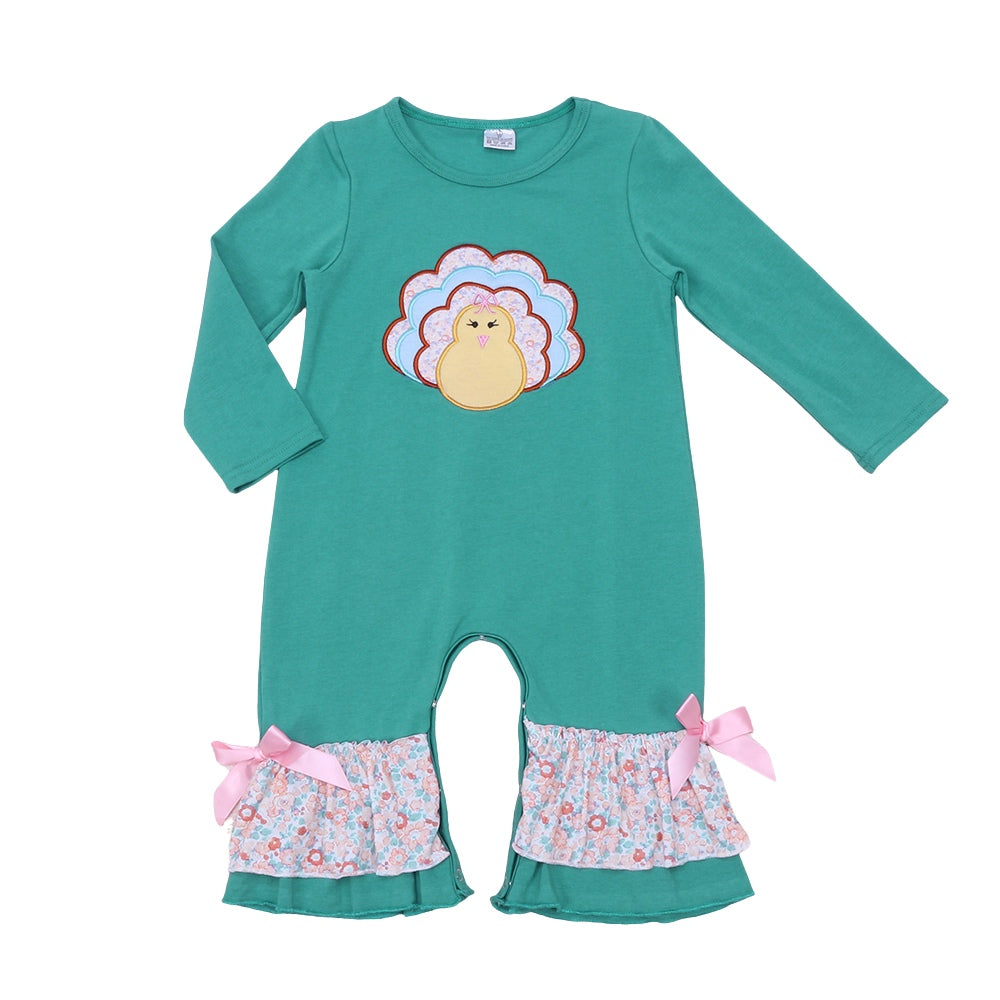 Teal Turkey Romper