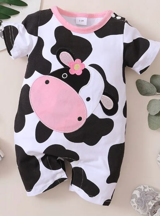 Girls short cow romper