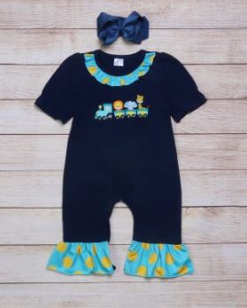 Girls circus train romper