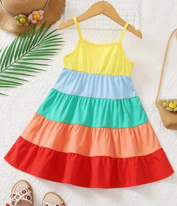 Saffy tiered rainbow dress