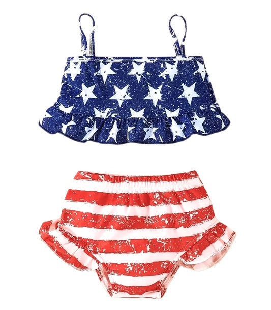 Girls 2 pc Flag Swimsuit