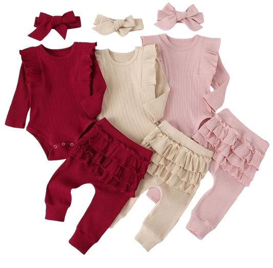 Addison solid ruffle 3 pc