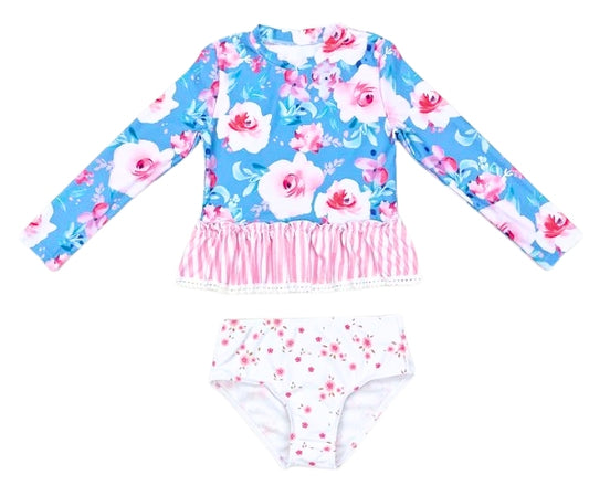 Floral Rash Guard 2 pc Swimsuit