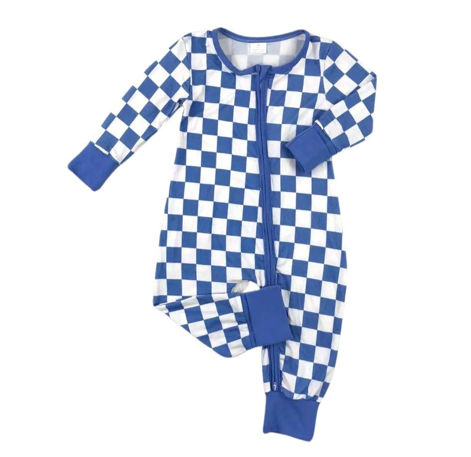 Blue and White Checkerboard Bamboo Sleeper