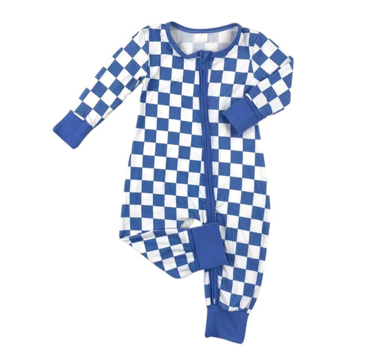Blue and White Checkerboard Bamboo Sleeper