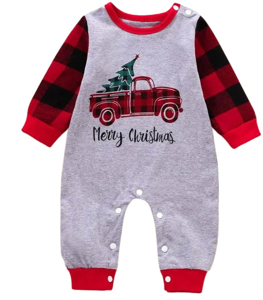 Boys Christmas Tree Truck Romper