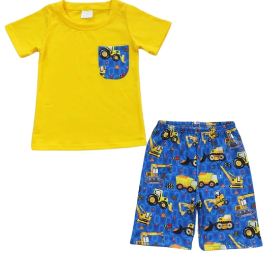 Construction Truck Boys Short Set