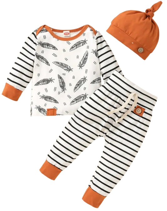 Boys feathers and stripes 3pc