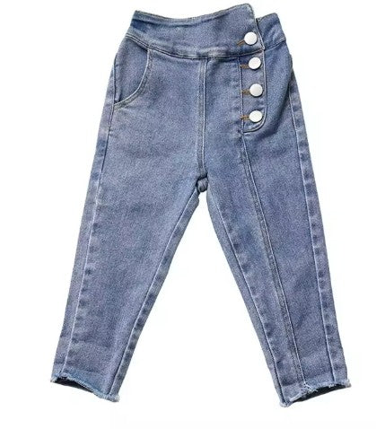 Side Button Girls Jeans