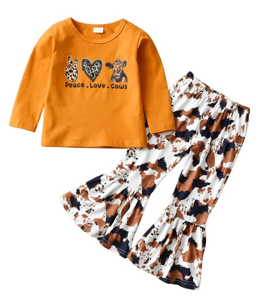 Peace, Love, Cows 2 pc Outfit