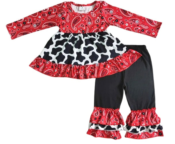 Paisley Cow Print 2 pc Outfit