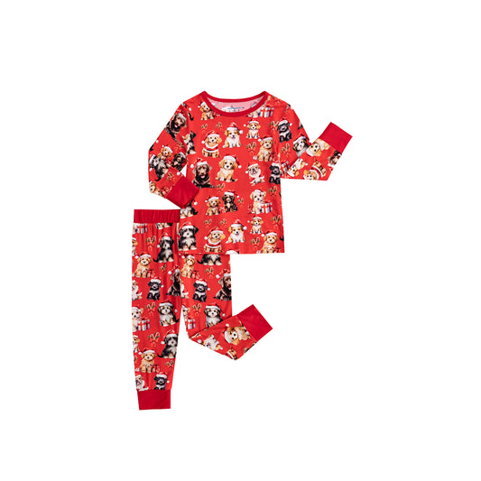 Santa Puppy Bamboo Children's 2 pc Pajamas