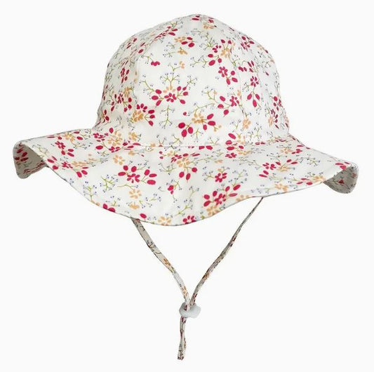 Sun Hat Small Red Floral