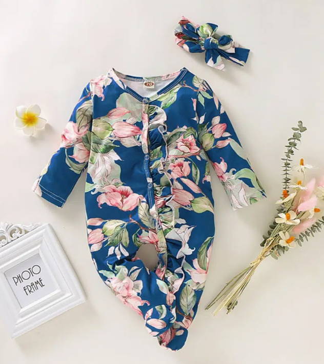 May blue floral sleeper
