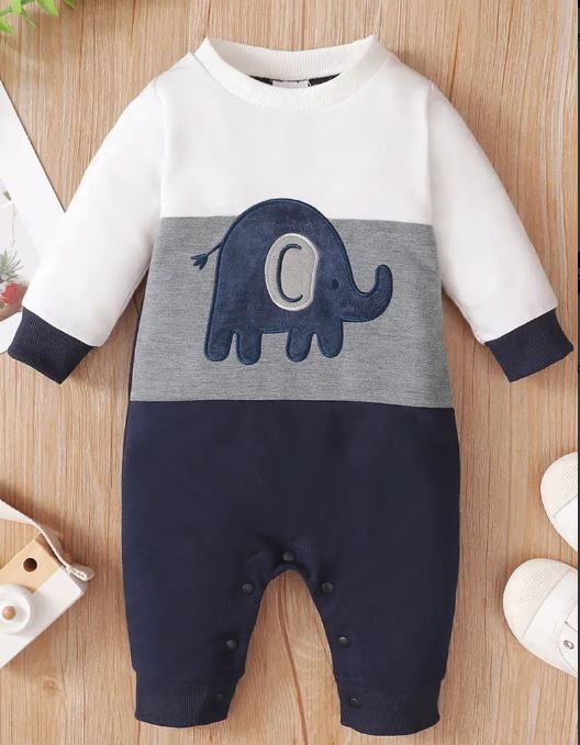 Baby boy elephant romper