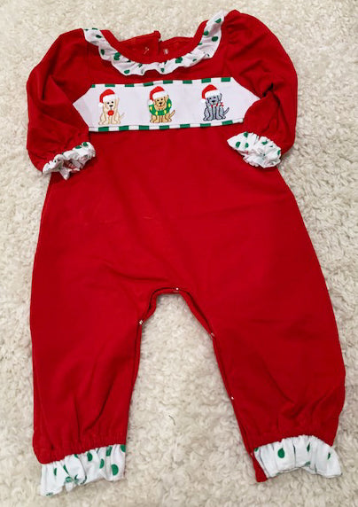 Girls Christmas dog romper