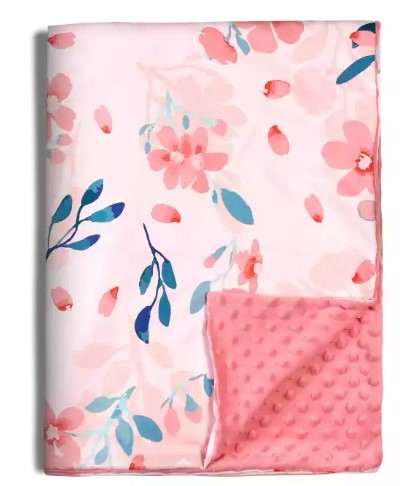 Pink floral baby blanket