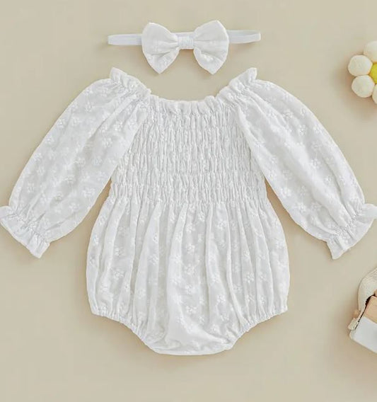 Lacey girls long sleeve floral romper